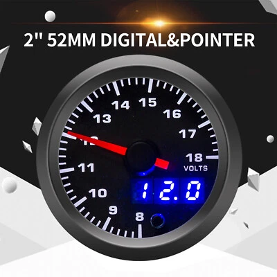 52mm 2" 7 Color LED Digital&Pointer Car Volt Meter Voltmeter Voltage Gauge 8-18V - Imagem 1 de 4