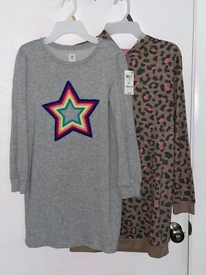Gap Kids Sweatshirt Dress Girls Size XL Gray Star Epic Threads Cheetah Leopard - Image 1 of 4