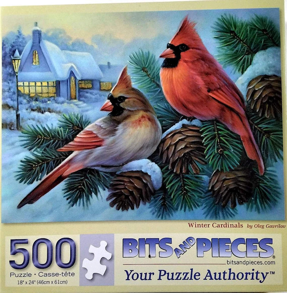 Rompecabezas Winter Cardinals Oleg Gavrilov 500 piezas 18" X 24" brocas y piezas Foto 1 de 1