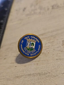 Vintage St. Andrews Scotland Old Course Blue Tone Brass Stem Golf Ball Marker P6 - Picture 1 of 3