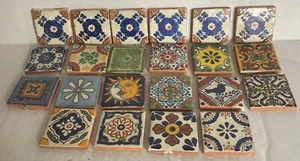 Menge 22 Vintage Keramik Keramik Fliesen Talavera Mexiko 2” x 2” x 0,25” - Bild 1 von 24