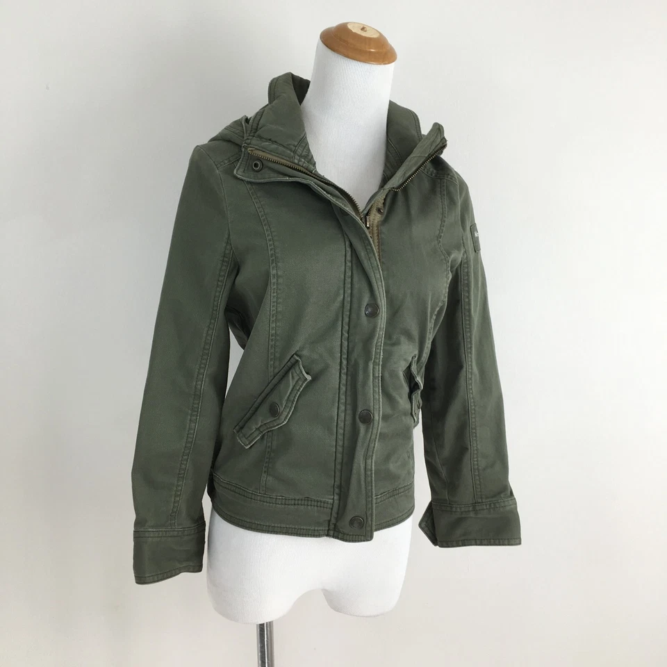Chaqueta de mezclilla con capucha verde A&F ABERCROMBIE & FITCH para mujer talla XS/XXS Foto 1 de 4