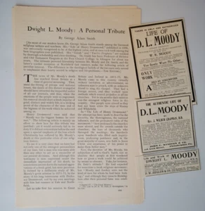 Dwight L Moody Evangelist Tribute + 3 Biography Ads 1900 Outlook 5pg/~3x4"+ - Imagen 1 de 3