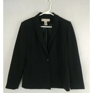 Apostrophe Petites Womens Solid Black Single Breasted Blazer Jacket Size 6P - Picture 1 of 6