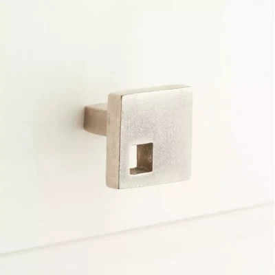 Signature Hardware 2" Bosset Solid Bronze Square Cabinet Knob - White Bronze - Image 1 of 2