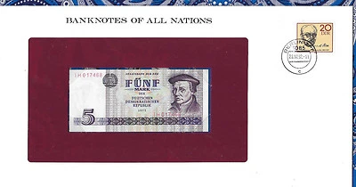 Banknotes of All Nations GDR East Germany 1975 5 Mark UNC P 27a IH017468 - Image 1 of 3
