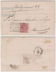 ARGENTINIEN 1878 EISENBAHN FCS Sc 34 ON LS ESTA AMBTE FCS (BA) N3° + CASTELLI PMKS - Bild 1 von 1