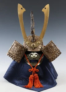 Old Vintage Beautiful Japanese Samurai Helmet -middle size- with a mask Tsushima - Picture 1 of 16