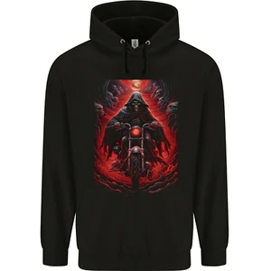 Skull Biker Motorcycle Motorbike Grim Reaper 8 Childrens Kids Hoodie - Picture 1 of 3