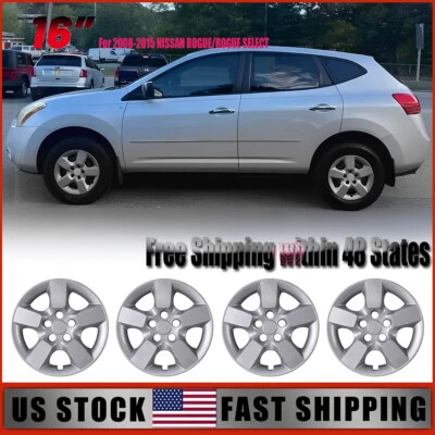 Tapacubos a presión de cubierta de rueda de 16" 4 piezas para Nissan Rogue/Rogue Select 2008-2015 Foto 1 de 4