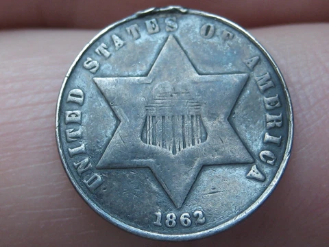 1862 Three 3 Cent Silver Piece- Fine Details Cover
