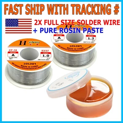 2X Soldering Wires + Natural Rosin Soldering Flux Paste Welding Grease 23G - Image 1 of 4