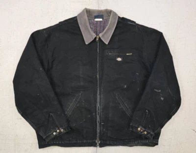 Vintage Detroit Dickies Jacket Black Canvas Corduroy Collar Blanket Lined Sz 3XL - Image 1 of 4