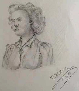 ROBERT WELLNER Jewish from Birmingham England Pencil Drawing Portrait 1946 - Picture 1 of 9