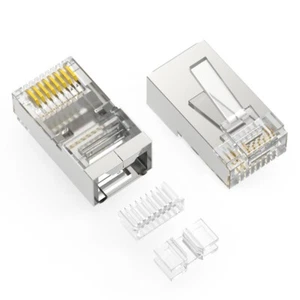 One Single RJ45 8P8C Shielded CAT6A 3-Piece Crimp-On Connector Plug End - Picture 1 of 1