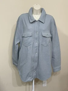 Hilary Radley Women’s Light Blue Collared Long Sleeve Button Up Jacket Coat XXL - Picture 1 of 11
