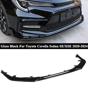 Fit 2020-2024 Toyota Corolla Sedan SE XSE Gloss Black Front Bumper Lip Splitter - Picture 1 of 8