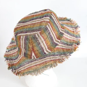 Striped Hemp Sun Hat Hippy Beach Hat - Picture 1 of 3