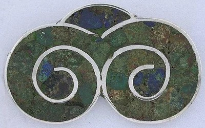 Broche broche prendedor de plata de ley 925 con incrustación de crisocalla turquesa verde ebs5228 Foto 1 de 2