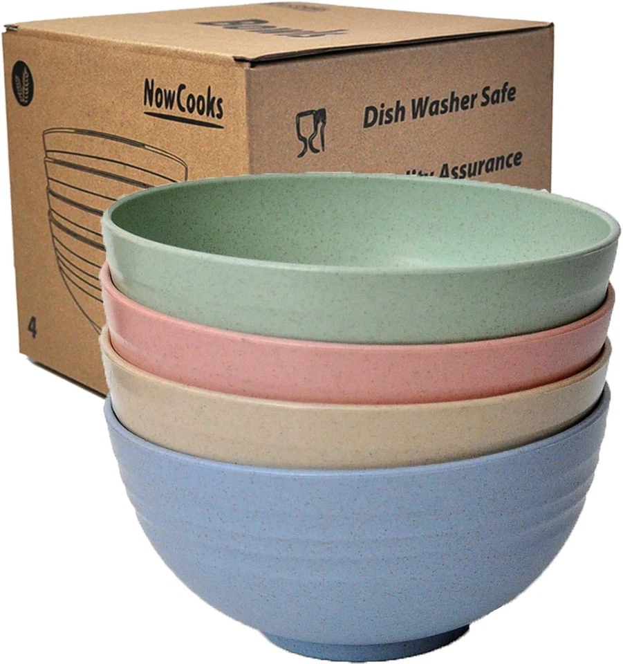 Paquete de 4 cuencos de cereal irrompibles 24 oz colores mezclados aptos para microondas y lavavajillas Foto 1 de 4