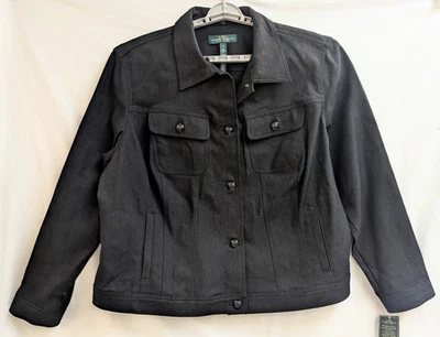 Lauren Ralph Lauren женщин классический черный jean куртка логотип кнопки новый с Ярлыками 3 x $189 - Изображение 1 из 4