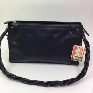 RELIC by Fossil Windsor Black Shoulder Purse Twisted Strap Gold Accents - Picture 1 of 12
