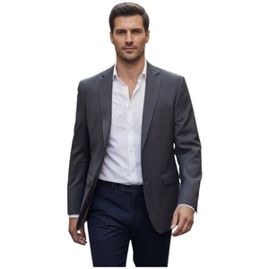 Hugo Boss Blazer Mens 44 Large Gray Stretch Virgin Wool Two Button Suit Jacket - Picture 1 of 15