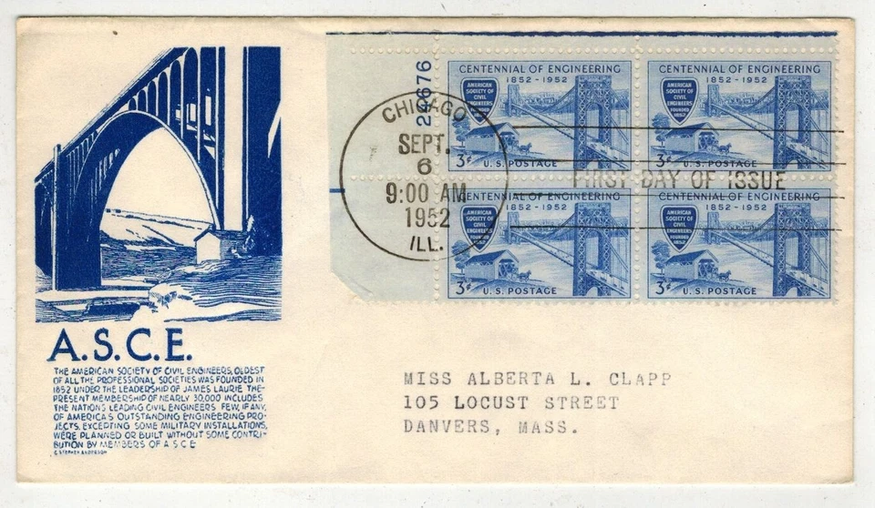 Placa # bloque 1952 American Society Civil Enginners Anderson en azul Foto 1 de 1
