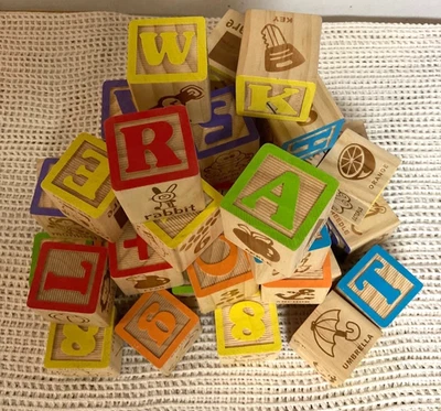 Melissa & Doug 35 Wooden ABC-123 Blocks Alphabet Letters & Images 1.5" - Image 1 of 4