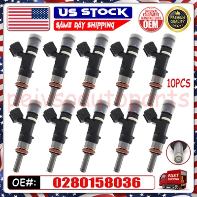 10PCS Fuel Injectors For BMW M5 M6 5.0L 2006 2007 2008 2009 2010 0280158036 - Image 1 of 4