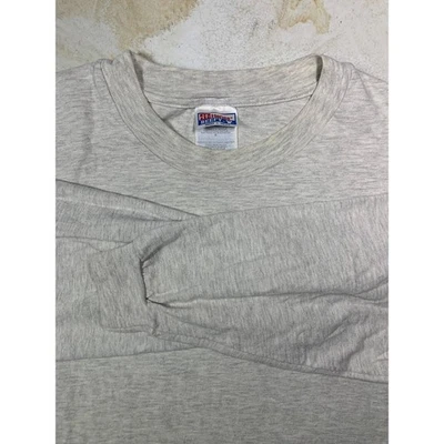 VTG Hanes Beefy T Mens L Long Sleeve T Shirt Ash Gray Grunge Y2K - Image 1 of 4