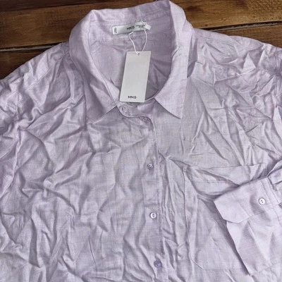 MANGO MNG Blusa Para Mujer 2XL Púrpura Manga Larga Botón Bolsillo Camisa NUEVA Foto 1 de 4