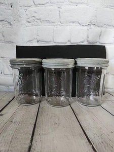 Vintage Ball Refrigerator Freezer Glass Jars With Zinc Lid Wide Mouth Set Of 3 - Picture 1 of 13