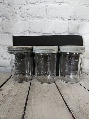 Juego de 3 frascos de vidrio congelador refrigerador bola vintage con tapa de zinc boca ancha Foto 1 de 4