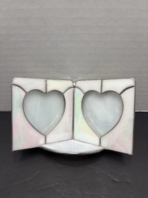 Marco de fotos en forma de corazón de 2 paneles de vitral de madreperla Foto 1 de 4