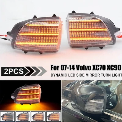 Clear Lens Dynamic LED Side Mirror Turn Signal Light for 2007-14 Volvo XC70 XC90 - Image 1 of 4