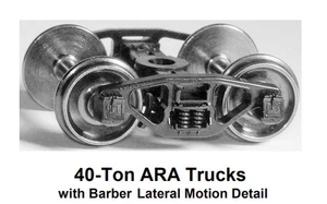 HO 40-ton ARA Trucks w/Barber Lateral-Motion Detail w/semi-scale wheelsets (t... - Picture 1 of 1