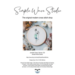 Women Boho Abstract Flower Figure Line Art Counted Cross Stitch Pattern KIT - Picture 1 of 7