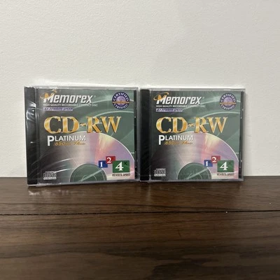 (2) Memorex CD-RW Platinum 4x Rewritable Speed 650 Mb / 74 Minutes ~ NEW, SEALED - Image 1 of 3