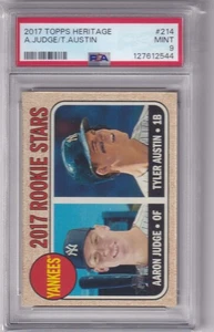 2017 Topps Heritage AARON JUDGE/TYLER AUSTIN Rookie Card PSA 9 Mint #214 Yankees - Picture 1 of 2