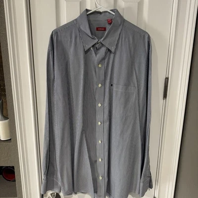 Рубашка мужская IZOD с воротником в полоску с длинным рукавом на пуговицах размер XLT - Изображение 1 из 4