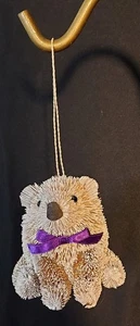 Hedgehog Christmas Ornament With Purple Bow - Soft Bristles! - Picture 1 of 5