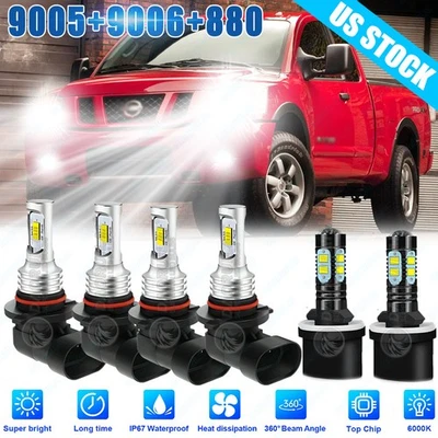 Faros LED de alta velocidad + bombilla antiniebla para Nissan Titan 2004-2015 Armada 2005-2010 Foto 1 de 4
