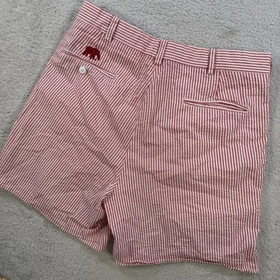 Alabama Crimson Tide Shorts Men 32 Red Seersucker Elephant Striped Casual Cotton - Image 1 of 4