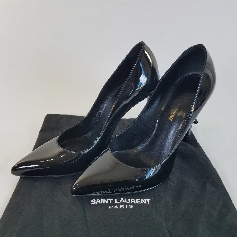 Saint Laurent Black Patent Leather Heels SIZE 36  Dust Bag Pumps 4" Zoe 85 ? - Image 1 of 4