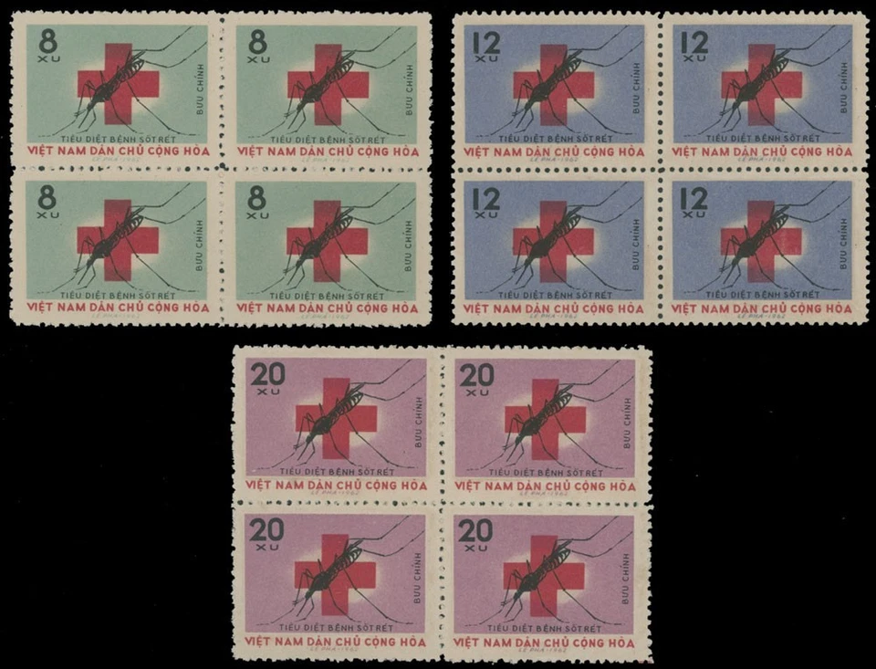 1962, VIETNAM, ANTI-MALARIA CAMPAIGN, SET IN BLOCKS OF 4, NH, SC.#214-16 - Image 1 of 1