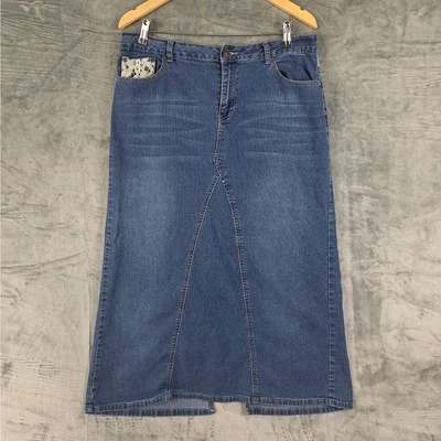Mujer Falda 12 Boho Country Western Vaquera Rodeo Rancho Denim Iglesia Modesta Foto 1 de 4