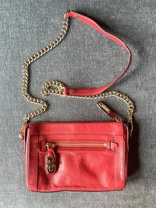 REBECCA MINKOFF Handbag Crossbody Red Chain Strap Gold Hardware - Picture 1 of 9