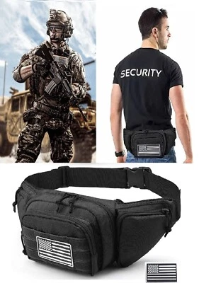 GALAXYLENSE Funda de riñonera táctica con riñonera oculta para llevar pistola U.S Flag Black