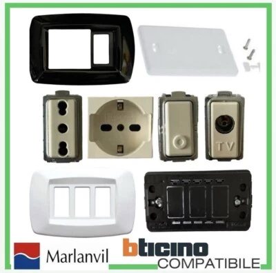 Bticino B ticino Magic Placca Presa Schuko placche compatibili MARLANVIL placca